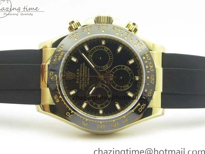 0109 Tailored Daytona 116518 LN YG ARF 1:1 Best Edition Black Dial On Rubber Strap A4130 Super Clone 3479